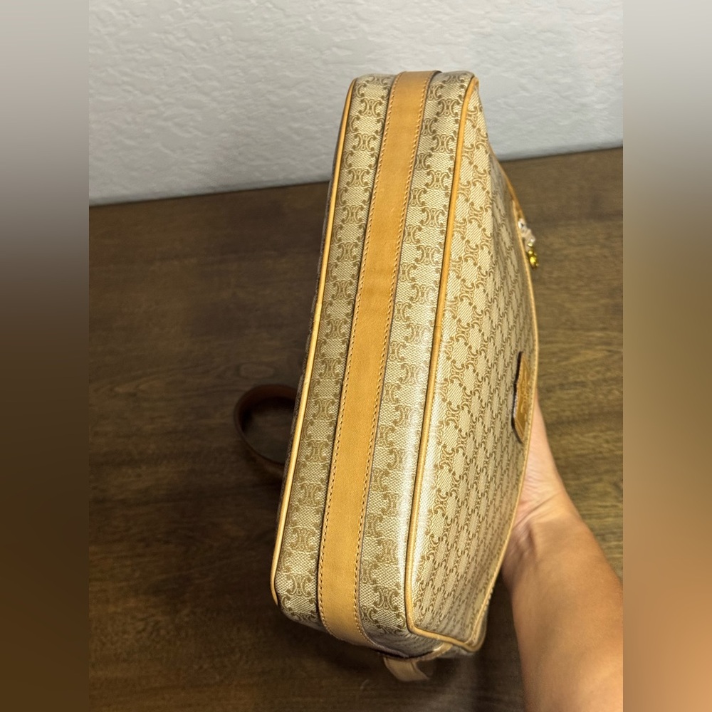 Céline Vintage Macadam Tan Leather Shoulder Crossbody Bag EUC - Picture 9 of 14